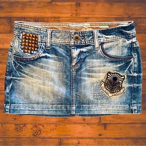 Guess Studded Jean Mini Skirt | 27”
